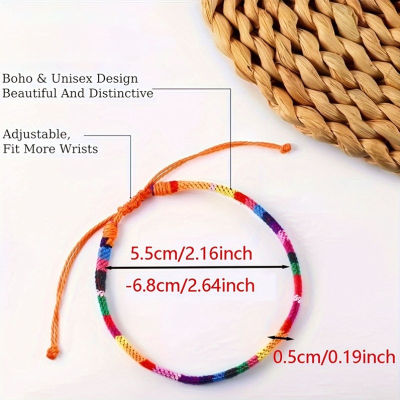 Boho Braided Bracelets Set Red Yellow